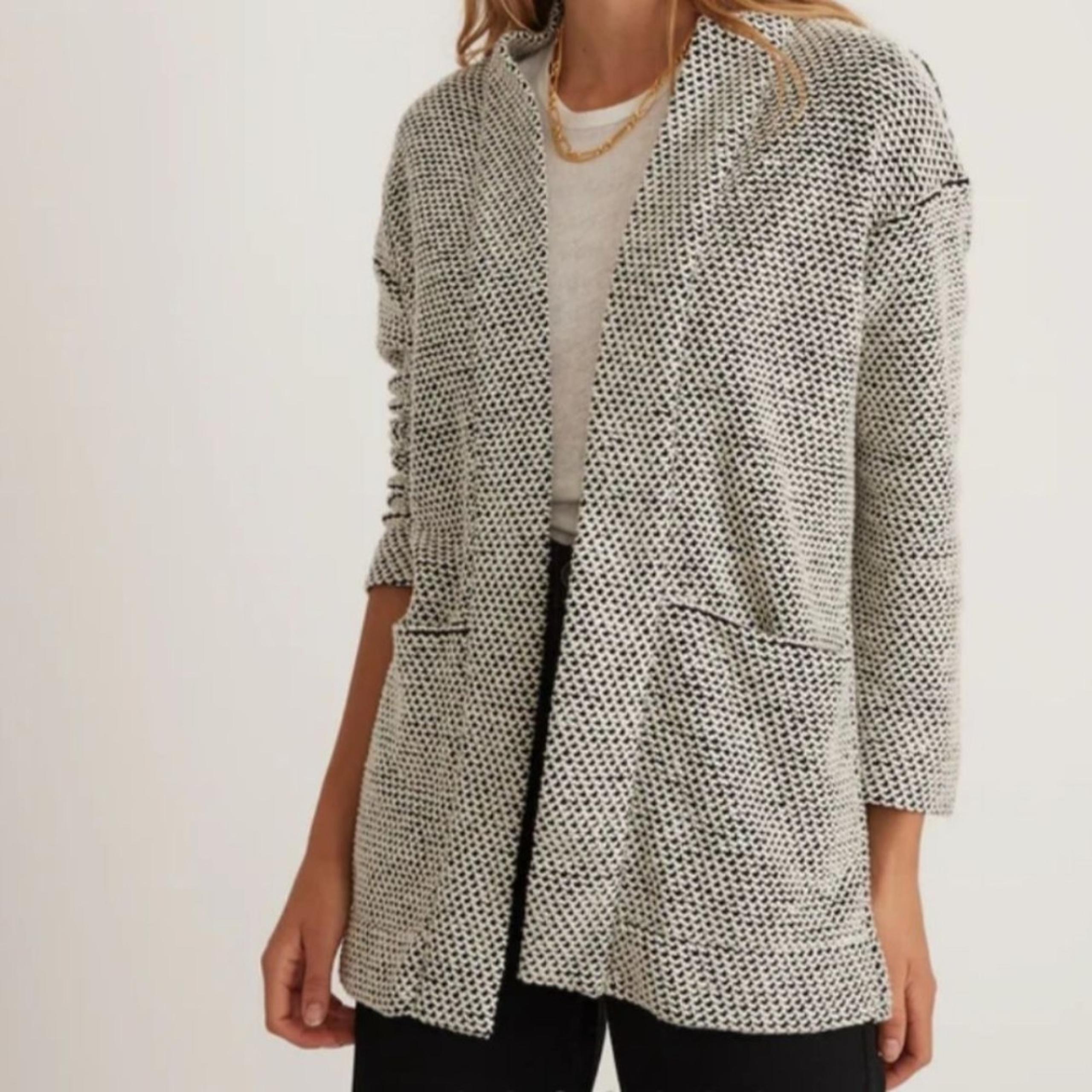 Marine Layer Birdseye Cardigan in Black/White Contrast $138 size XS