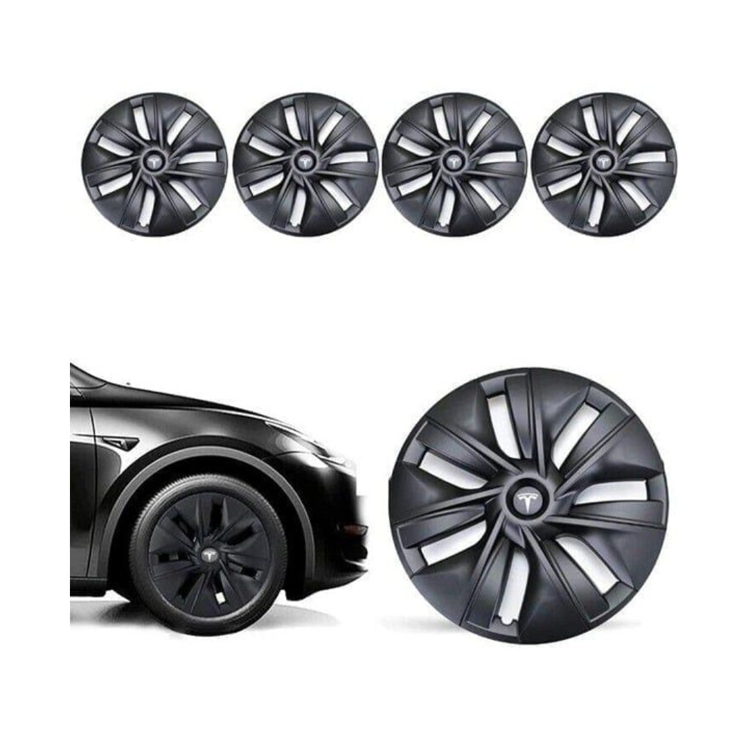 Tesla Model Y 19 Inch Matte Black Replacement Hubcaps 4pc