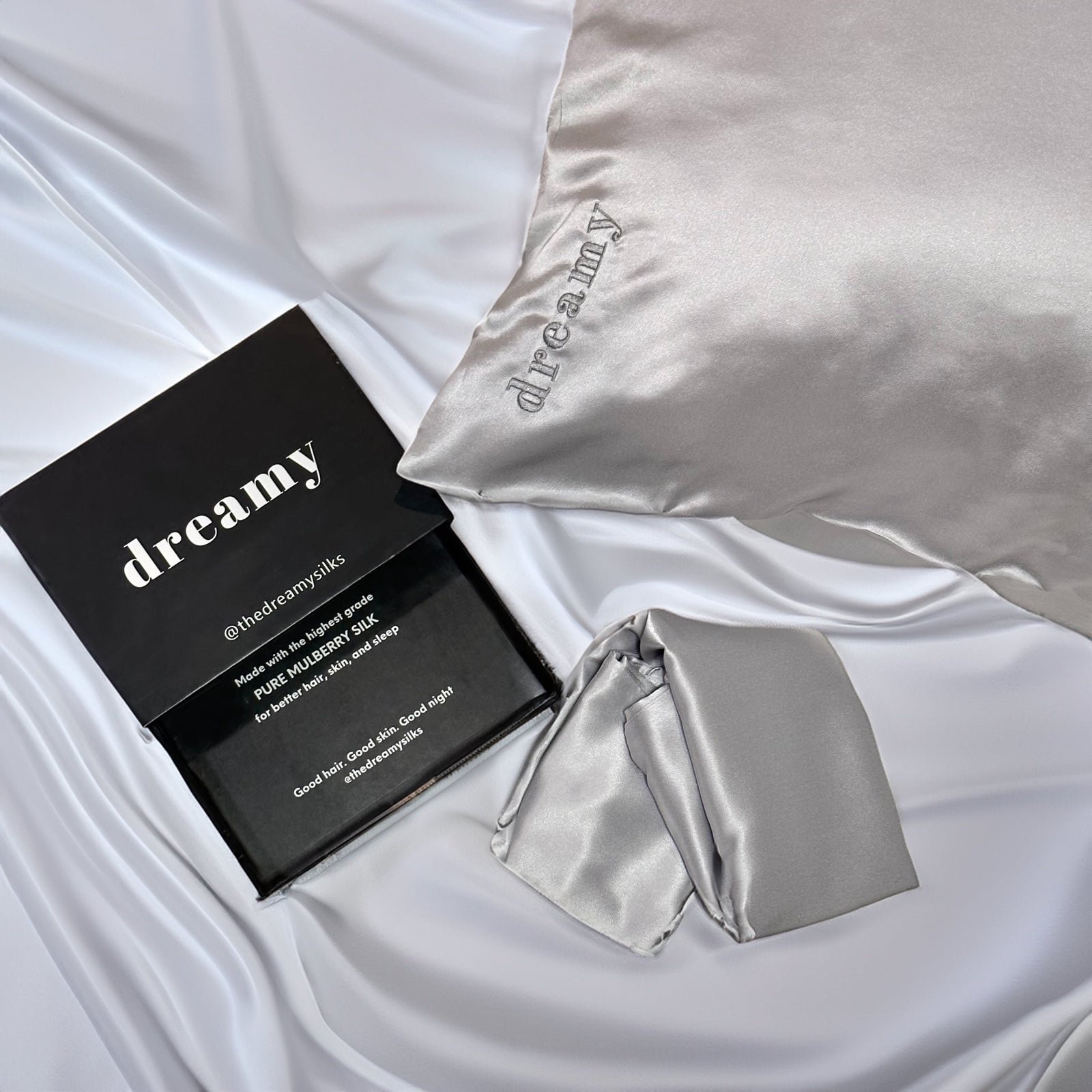 TWO Grey KING Silk Pillowcase - 100% Pure 22 momme silk