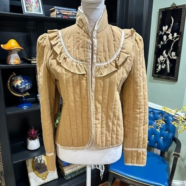 Vintage Tan Quilted Corduroy Jacket Size Medium