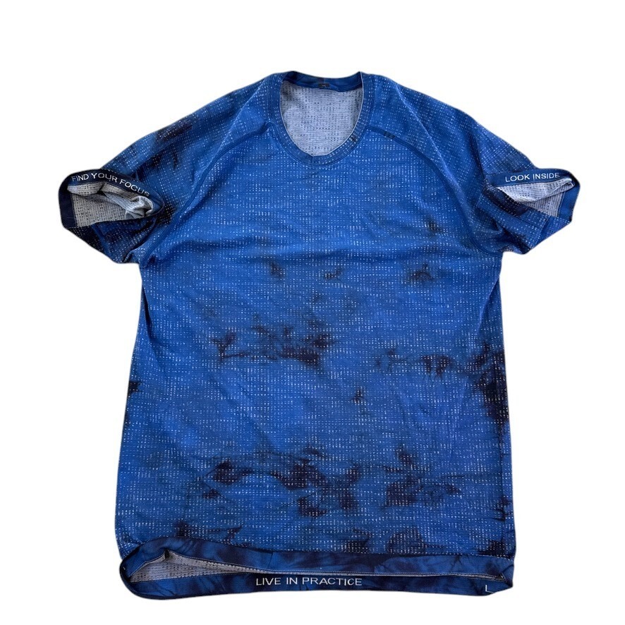 Lululemon Metal Vent Tech T Shirt Mens Large Blue Marble Dye Short Sleeve 2.0