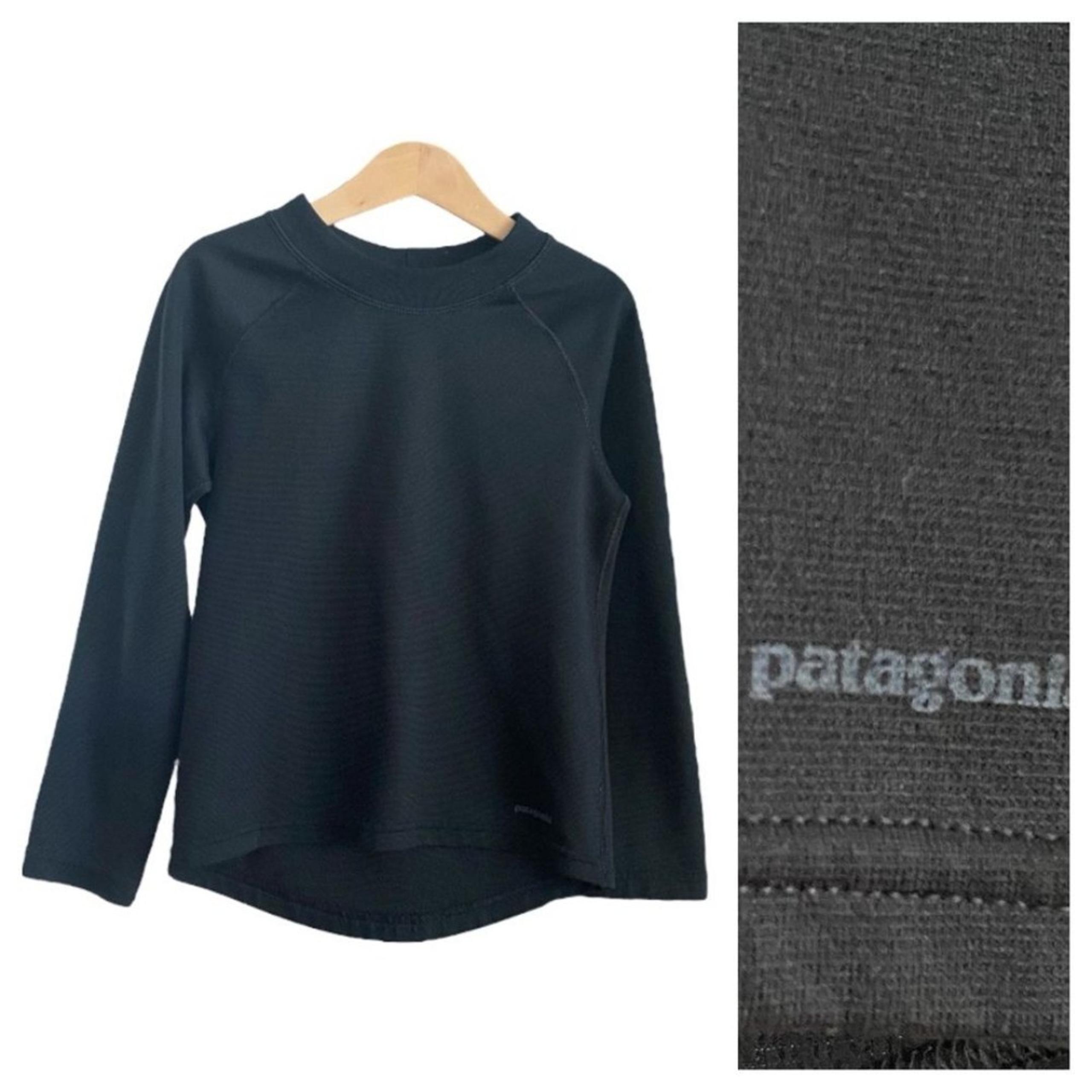Patagonia Kids Black Capilene Midweight Long Sleeve Base Layer Top