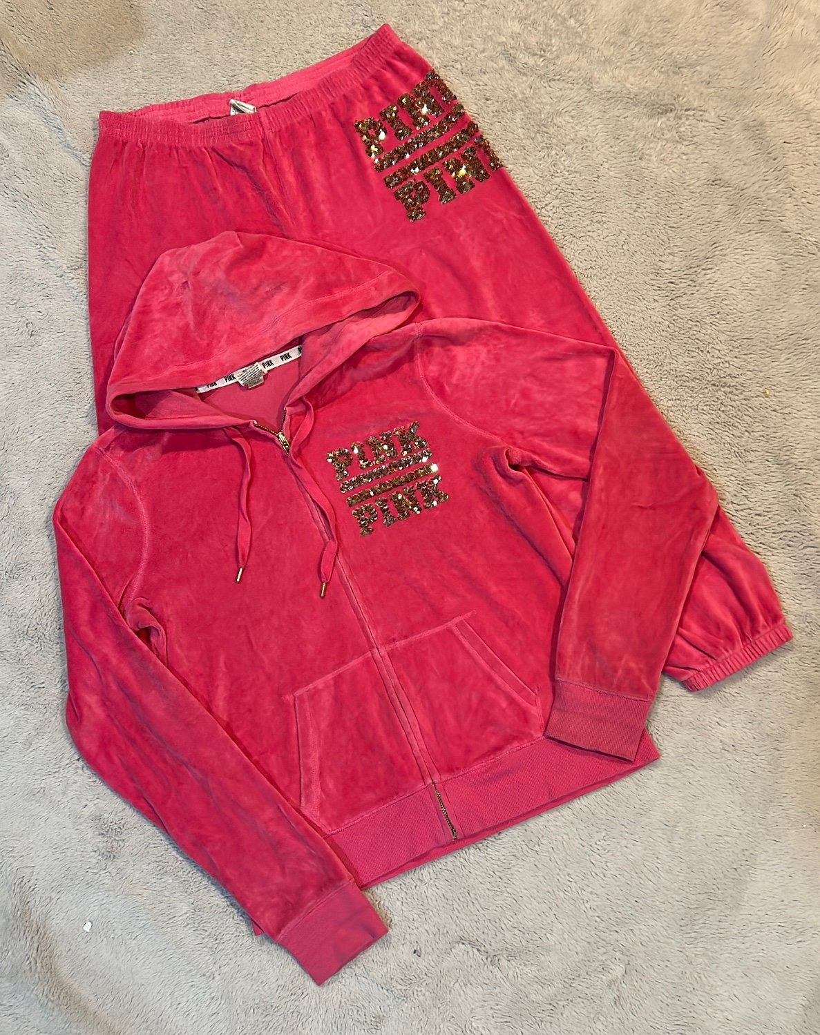 PINK bling velour set
