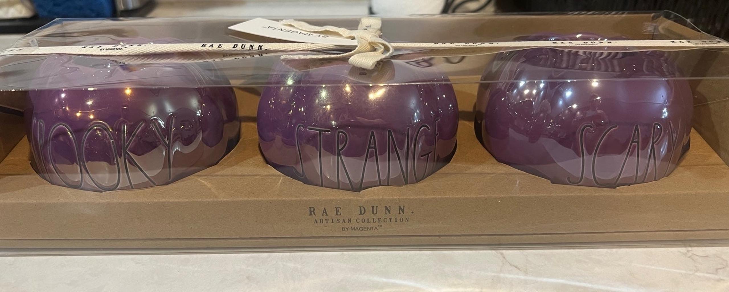 Set of 3 Rae Dunn pumpkin candle holders