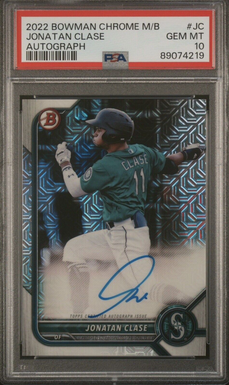 2022 Bowman Chrome Mega Box Jonatan Clase On Card Autograph #JC PSA 10 Mariners