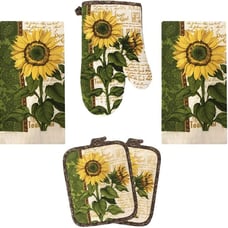 Kitchen Towel Linen Set 2 Towels 2 Pot Holders 1 Oven Mitt 5 Piece