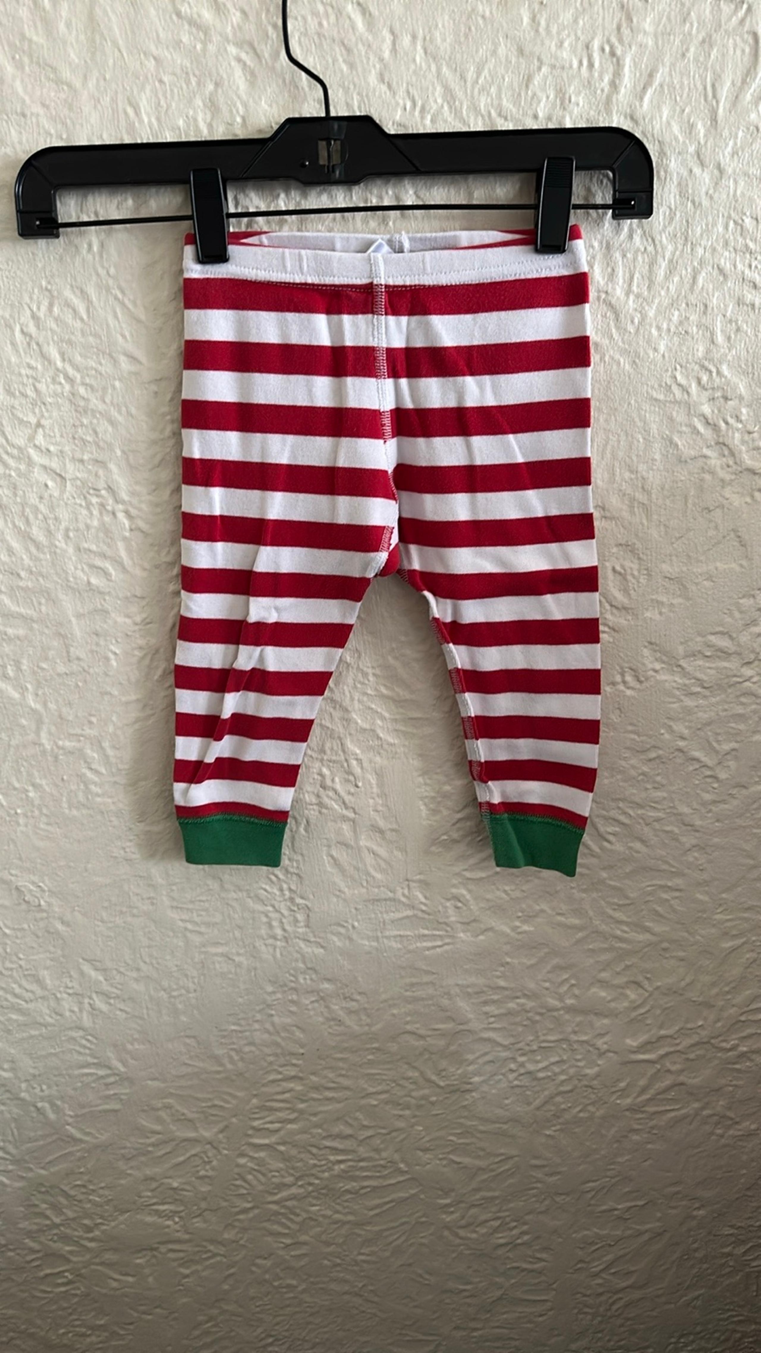 Hanna Andersson Red White Stripe Green Trim Pajama Sleep Pants 2T Toddler