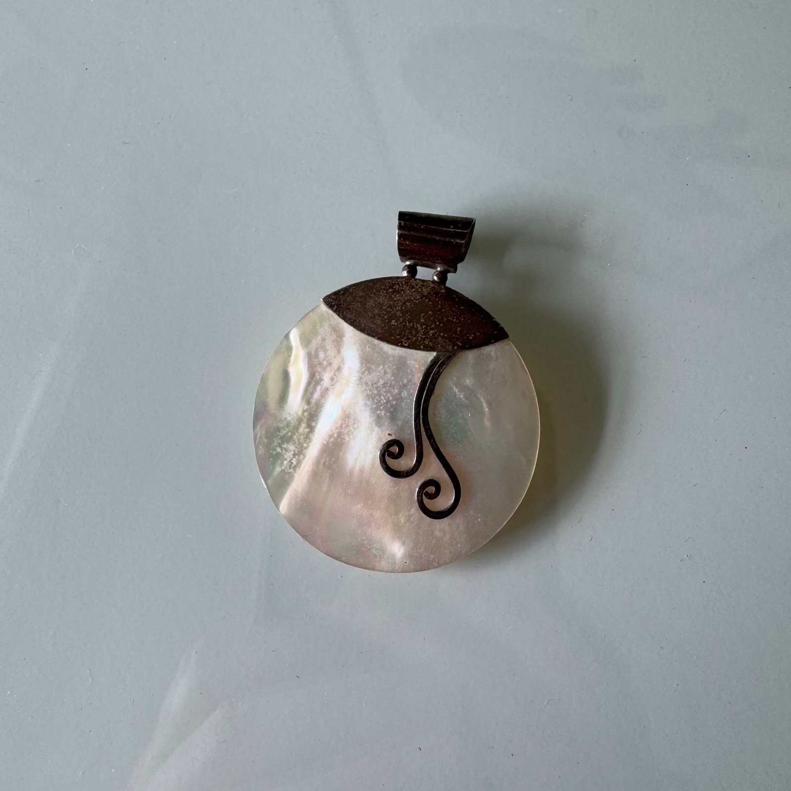Vintage Mother of Pearl Sterling Silver Pendant
