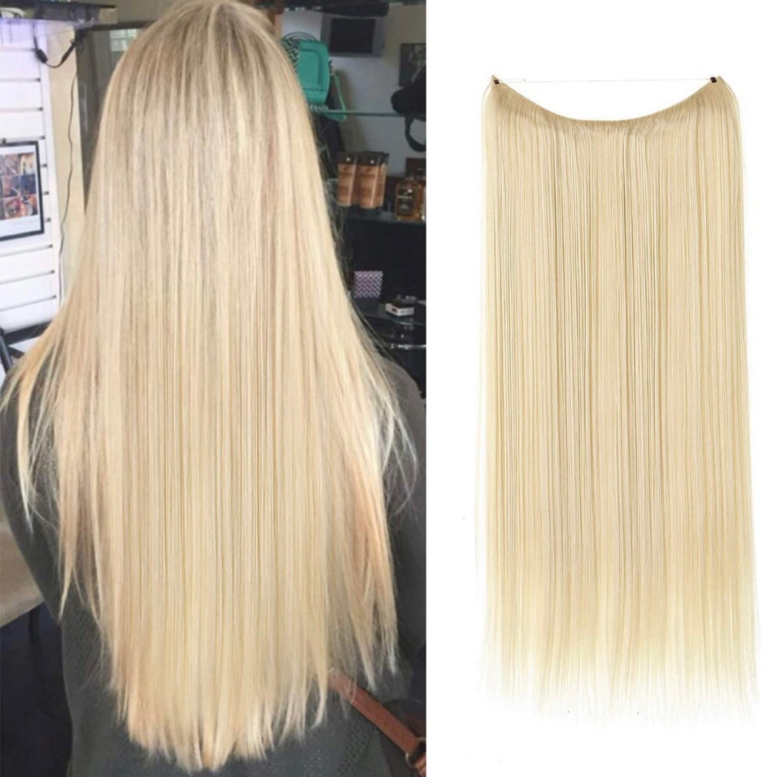 22 inch straight fish line band halo hair extension.
