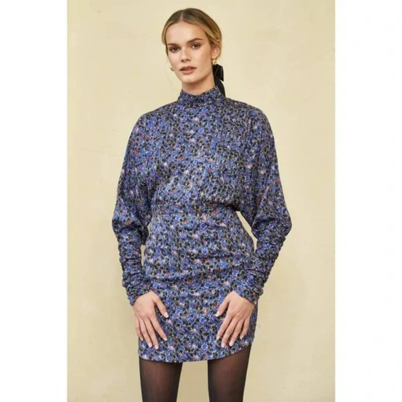 Hunter Bell Ariana Silk Jacquard Mock Neck Mini Dress Geo Bloom Size: 0 NWOT
