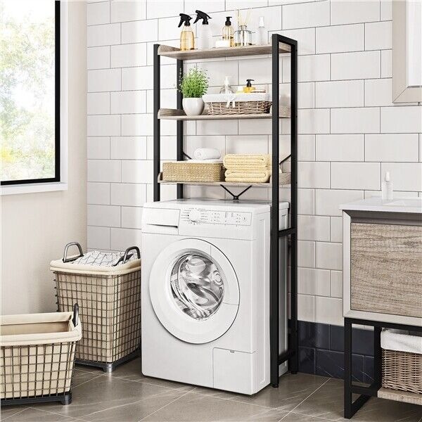 Gray 3-Tier Over-the-Toilet Storage Cabinet - 25x10x65“