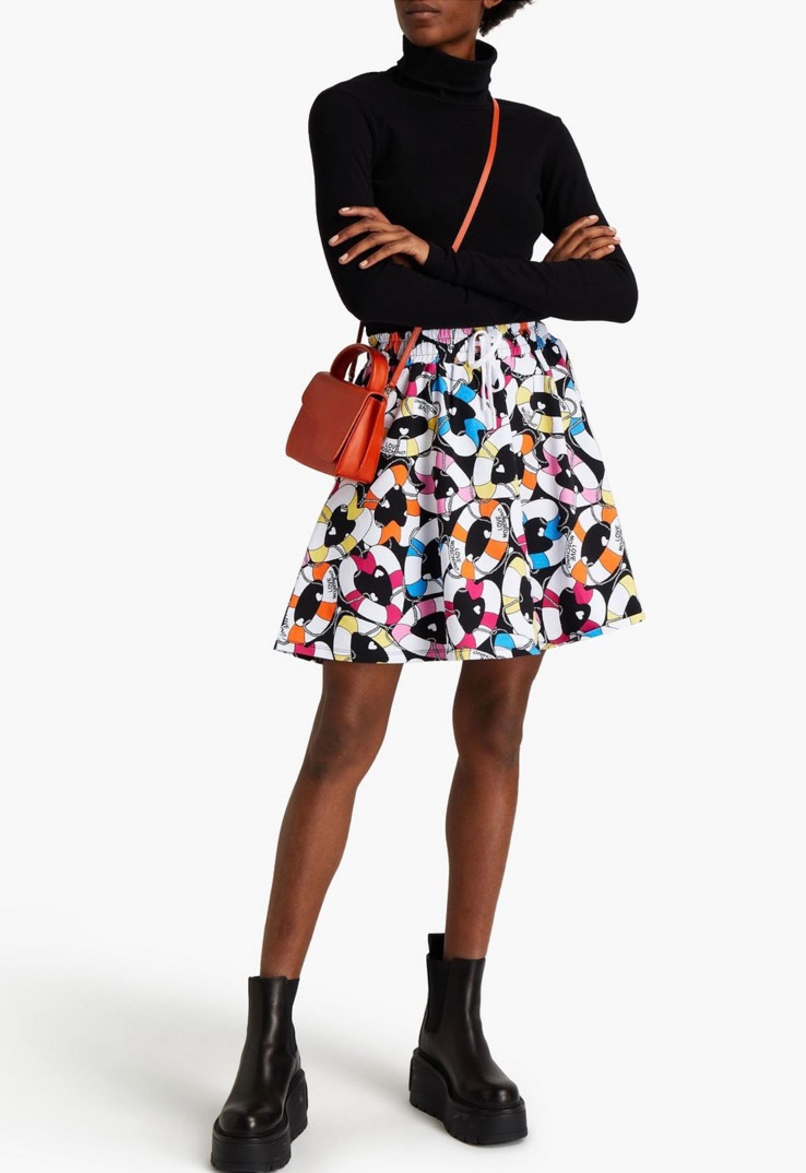 Beautiful NWT LOVE MOSCHINO Printed Cotton-end Jersey Mini Skirt. Size US4
