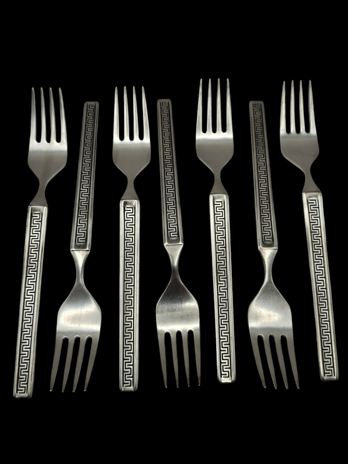 Set of 7 Noritake 7 Dinner Forks EROS 18/8 Stainless Steel Japan Retro MCM