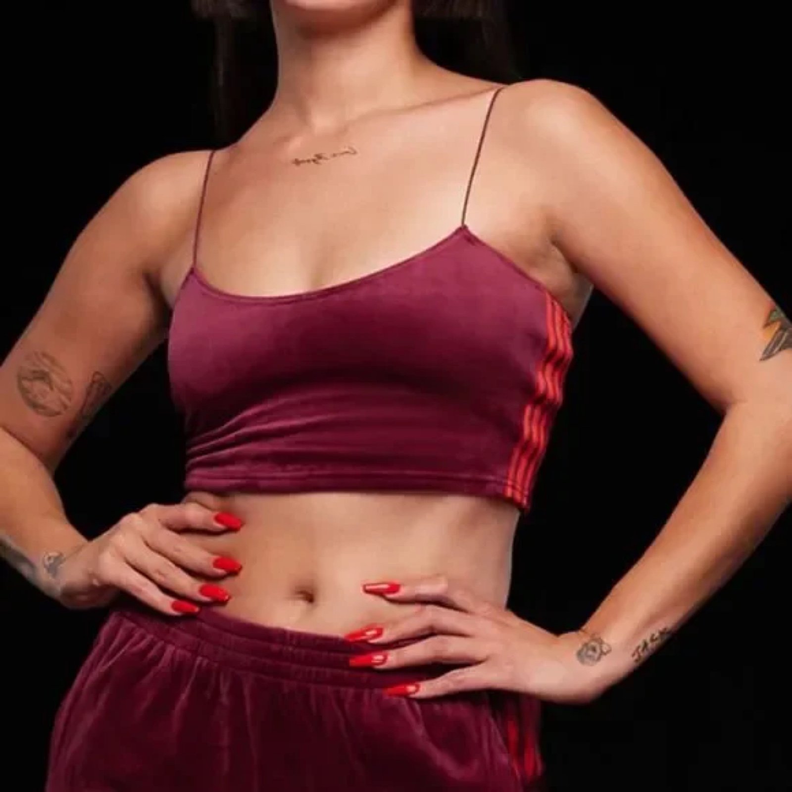NWT Adidas x Ivy Park Cherry Wood Velour Bralette Crop Tank Top