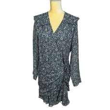 VERONICA BEARD dress Women's size 10 silk Rosalia Vine Floral Mini BLUE FLORAL