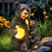 Solar Garden Statues Loving Bear Figurine Lights for Outside