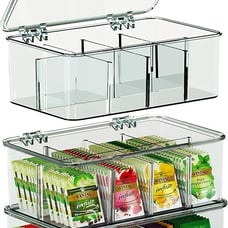 3 Pack Tea Bag Organizer - Stackable Tea Bag Storage Organizer with Lid