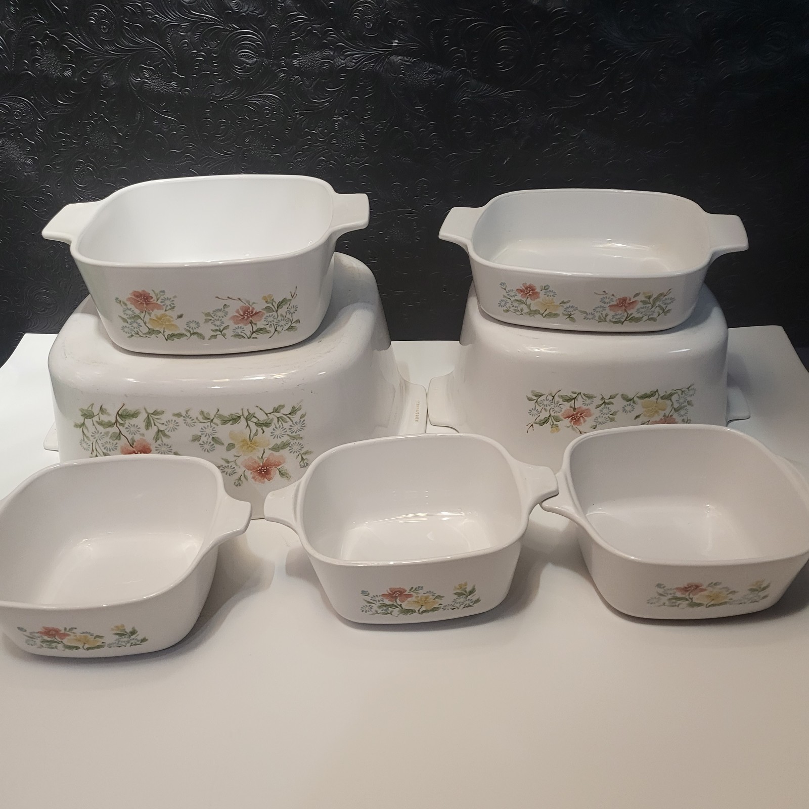 Vintage Corning Ware Autumn Meadow 1 Liter Casserole Baking Dishes