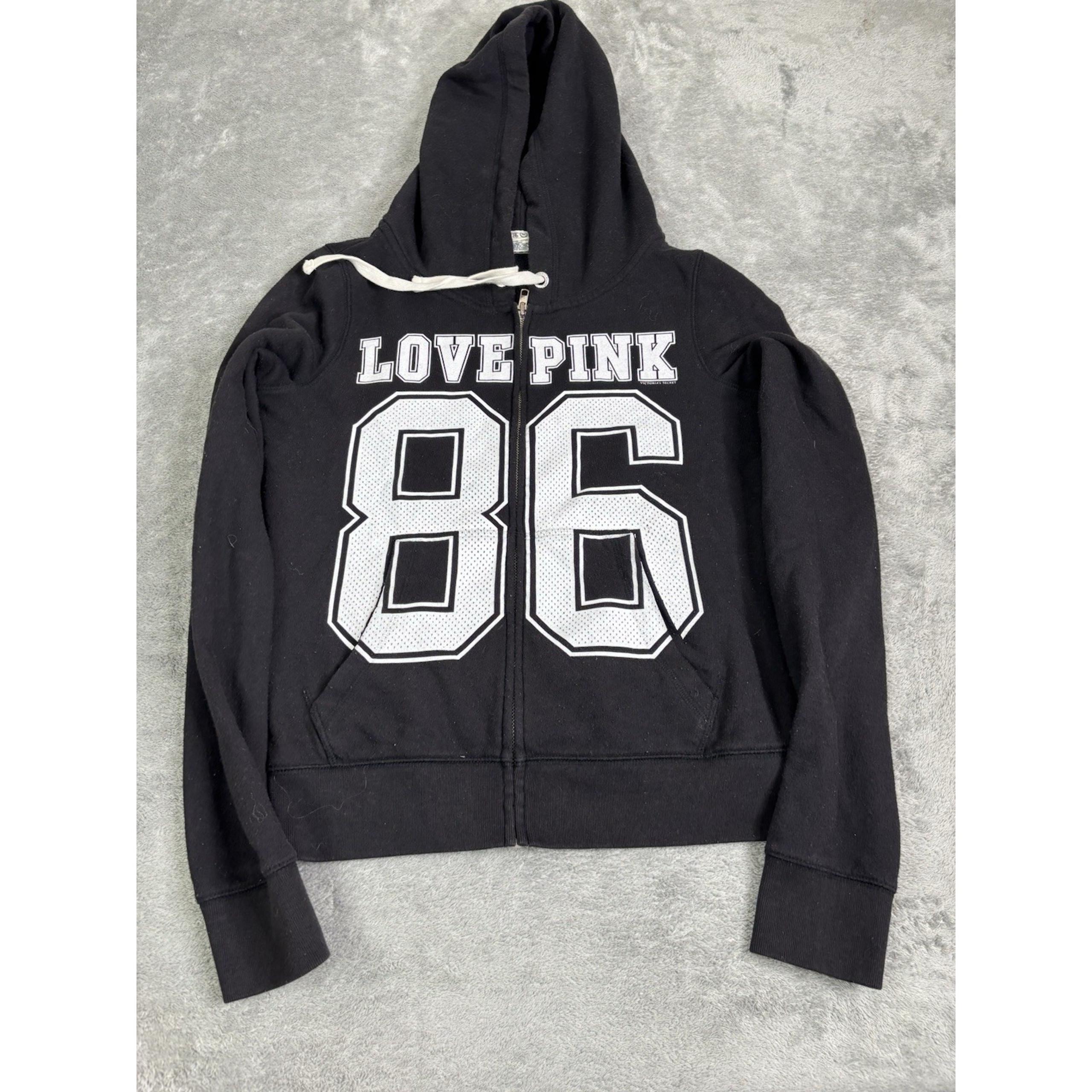 Vintage Y2K Victoria's Secret Love Pink Full Zip Hoodie Women's Size Medium