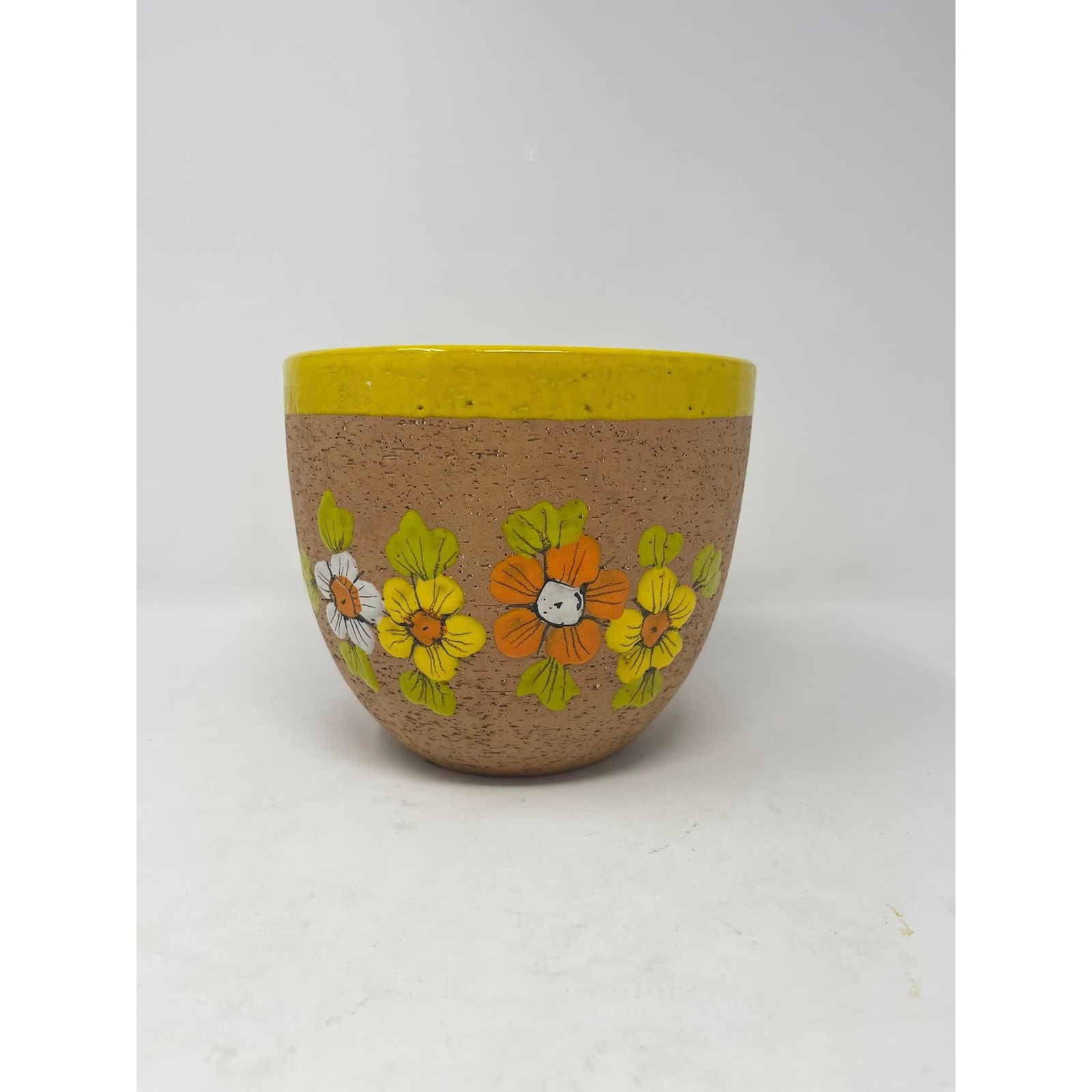 Vintage Rosenthal Netter Italy Yellow Orange Green Floral Pottery Planter