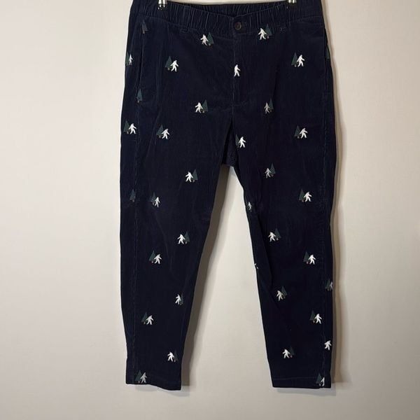 Bonobos Men’s Corduroy Pants with Yeti Embroidery - Navy Blue, Size Medium Short