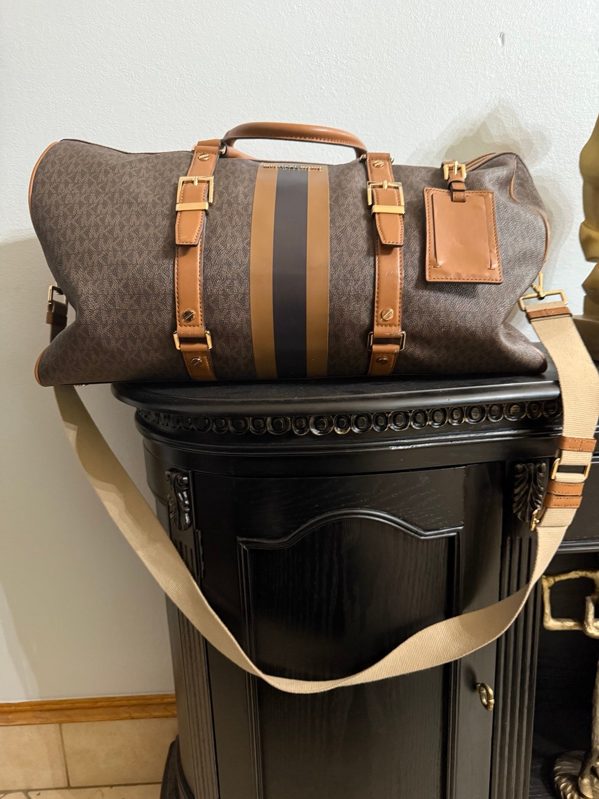 Bedford Travel Extra-Large Signature Logo Stripe Weekender Bag