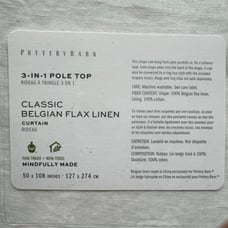 2 White Classic Belgian Flax Linen Potery Barn curtains, 50” x 108”