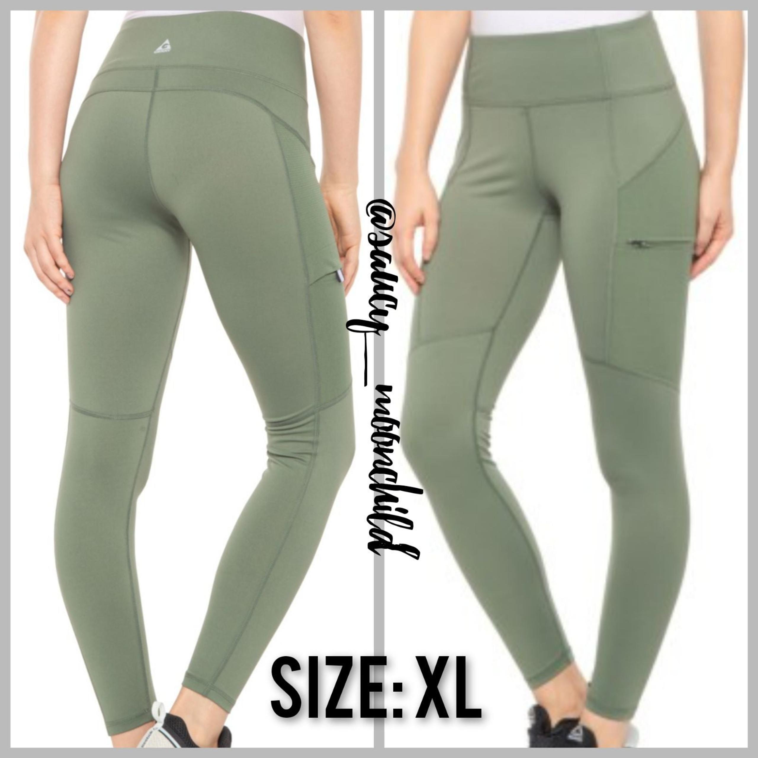 Gerry stretch athletic stretch sage green pocket leggings fitted tight xl
