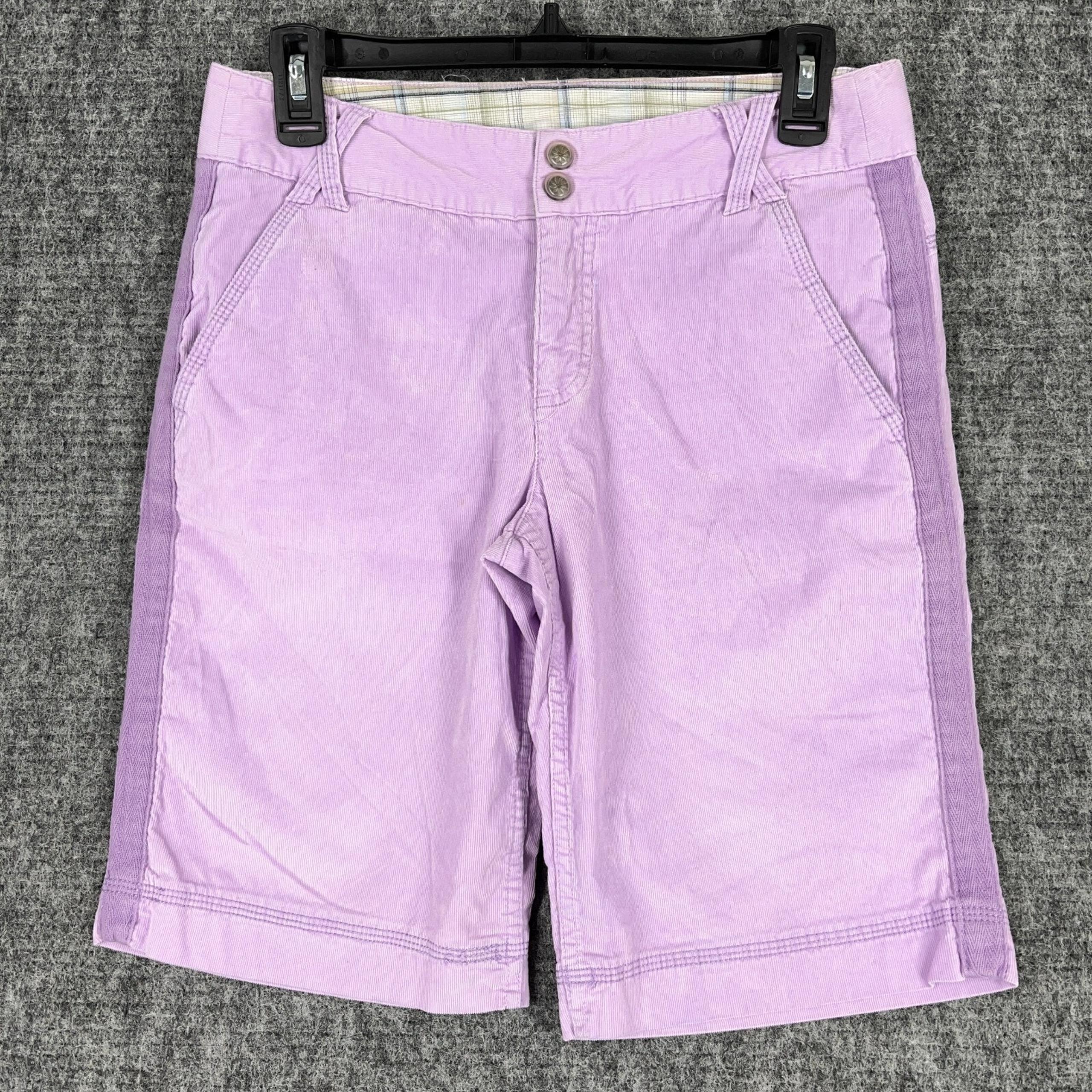 Athleta Women Corduroy Bermuda Shorts 4 Purple Adjustable Waist Stretch Mid-rise