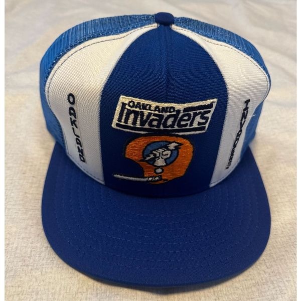 Oakland Invaders USFL Hat AJD Lucky Stripe Snapback Vintage