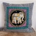 ELEPHANT PILLOW Embellished Sequins Embroidered Made by Hand in India 15” x 15”
