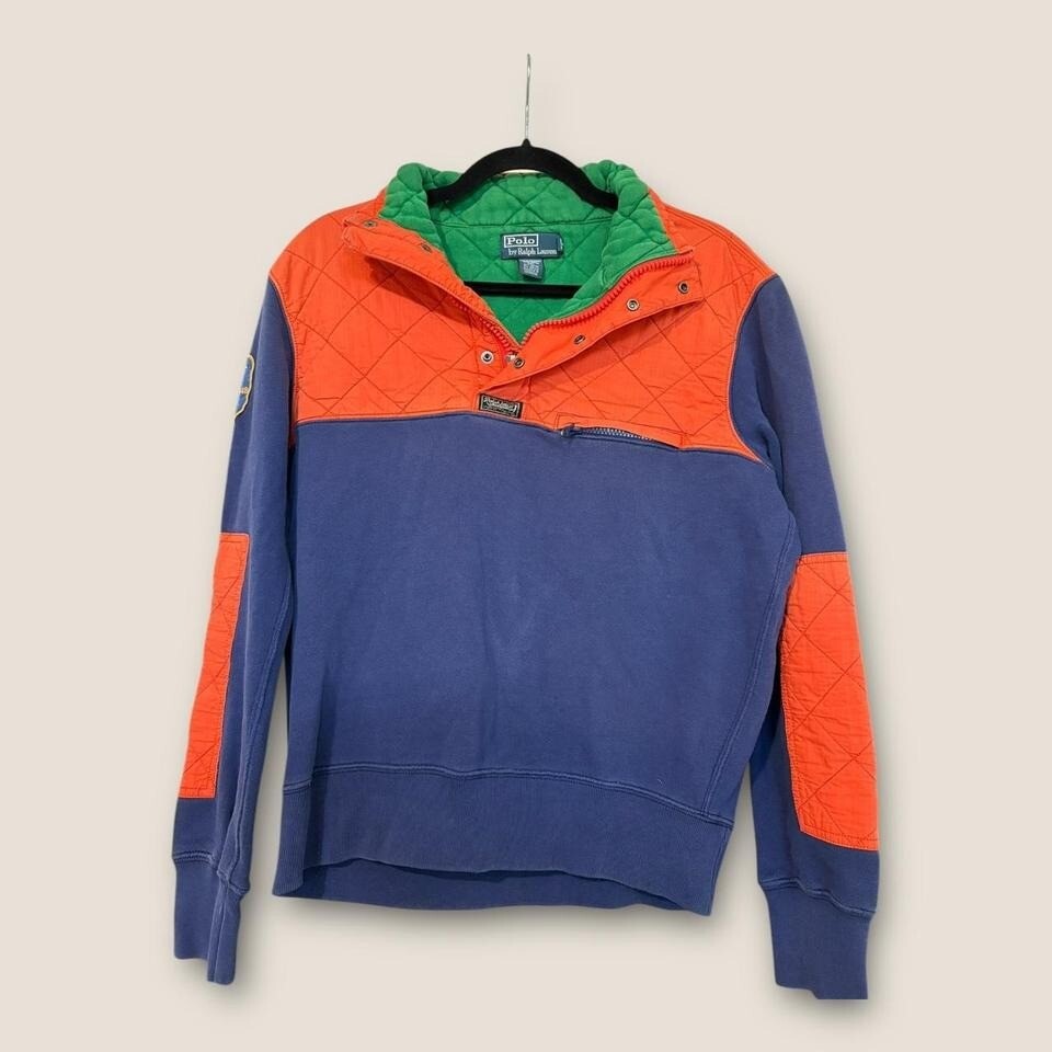 are POLO Ralph Lauren L Indian Kayak Club Sweater Patch Quilted Half Zip