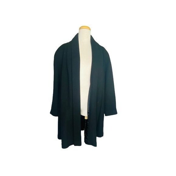 Preston & York Full Wool Pea Coat Pockets Lined Black M Made in USA Vintage