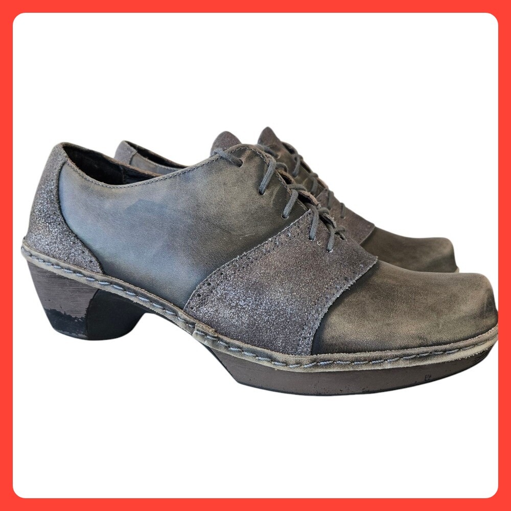 NAOT Women's Leather Besalu Wedge Pump Size 41 or 9.5 - 10.5 Grey NWOT