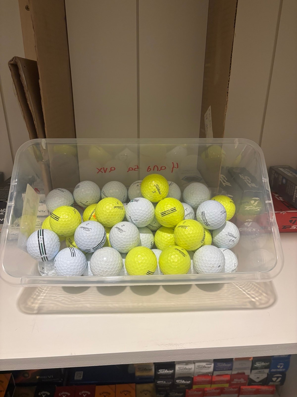 3 dozen titleist avx golf balls-upper 4a to 5a, some unused-clean-free shipping