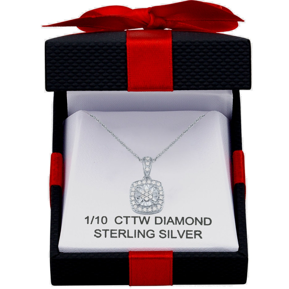 1/10 CTTW Diamond Sterling 18 Pendant Necklace • NIB • SAVE 40% • Retail 125