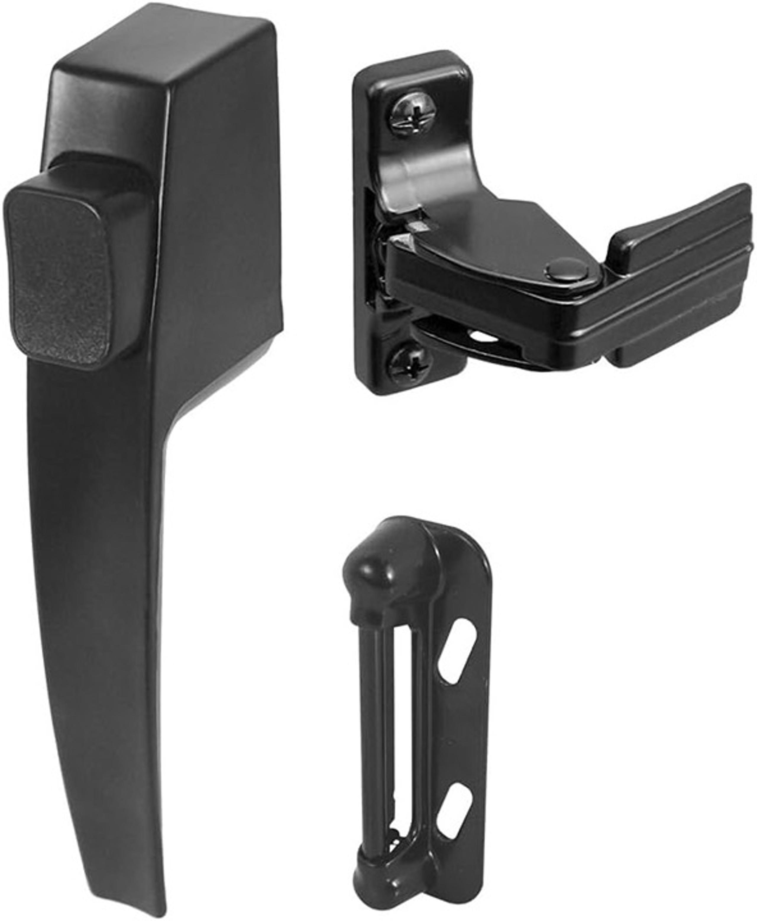 Prime-Line K 5007 Door Latch Set with Night Lock, Black, 2-Pack, 5/8–1-1/4"