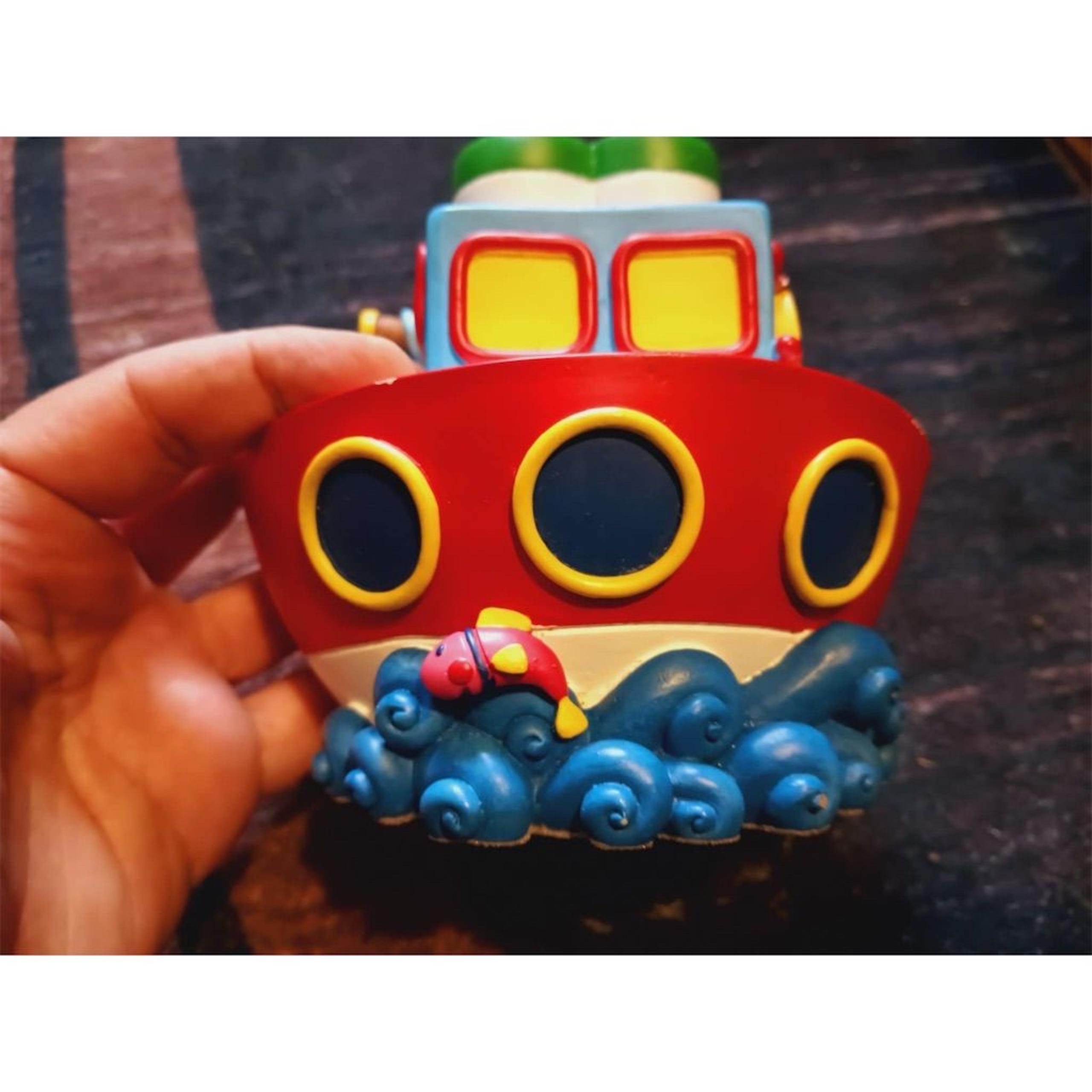 Figi "Away We Go" Hand-Painted Ceramic Boat Money Box Multicolor