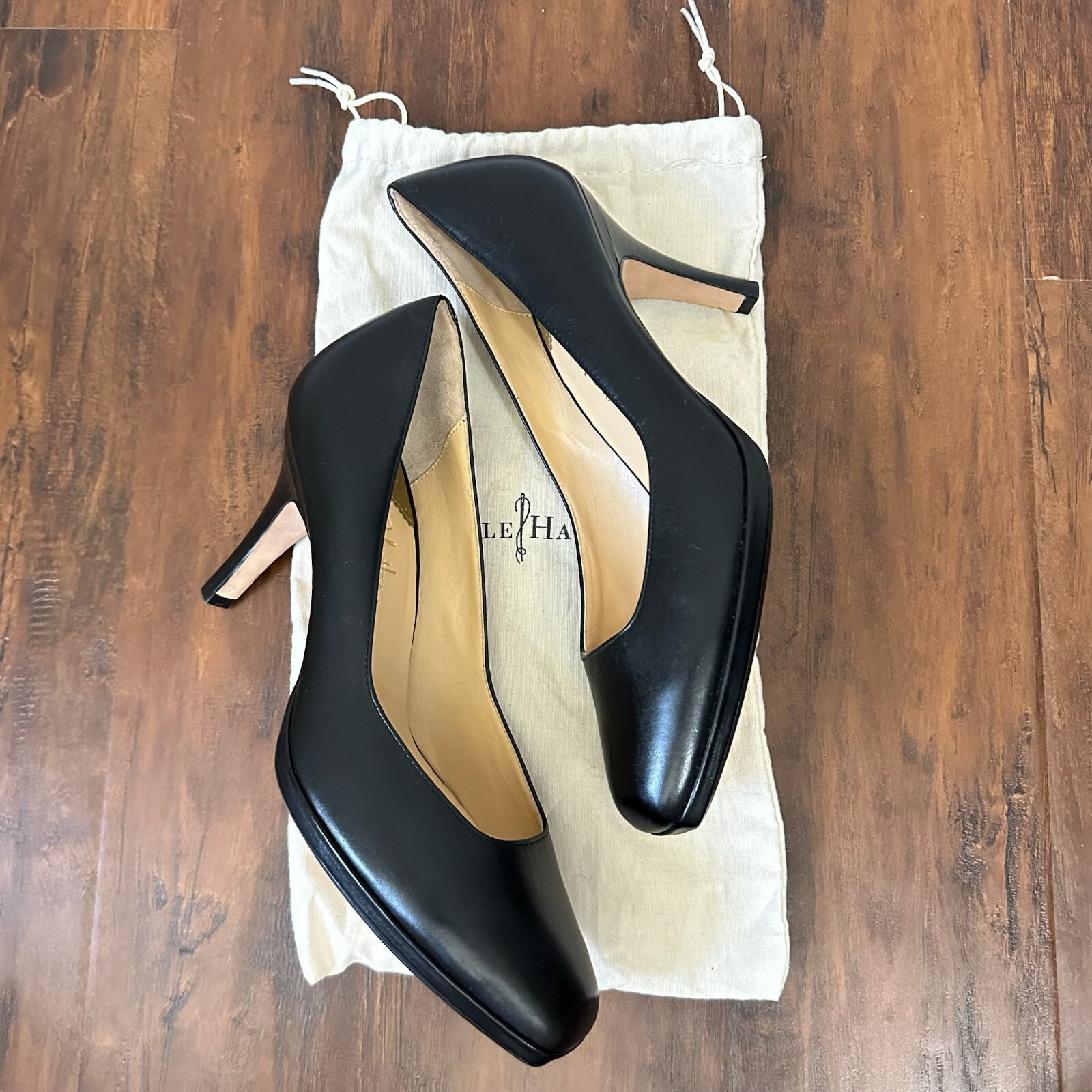 COLE HAAN Air Technology Pump Heels Black Leather Stiletto NWOB