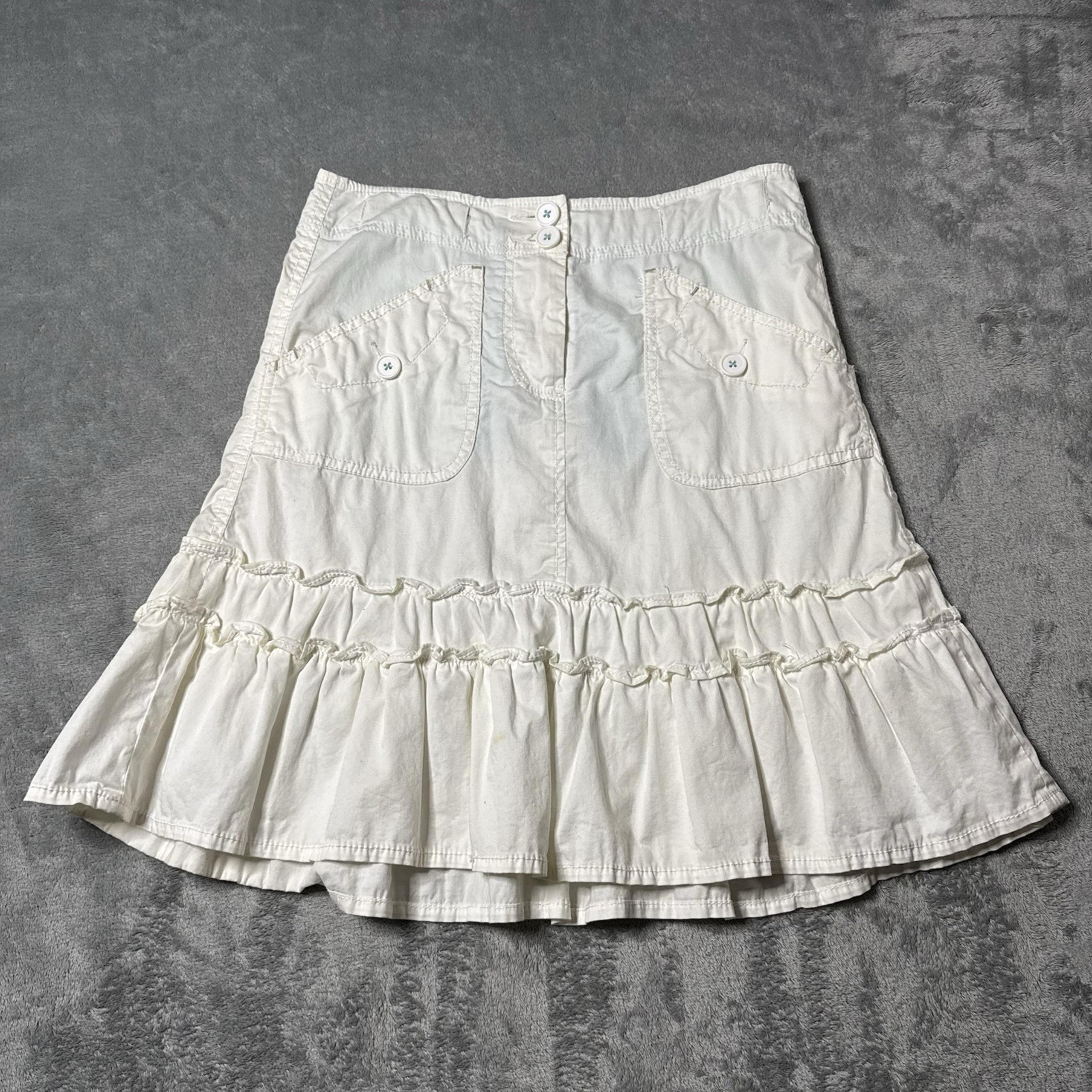Vintage Y2K Sitwell Womens Skirt Size 0/29" Tiered A-line White Anthropologie