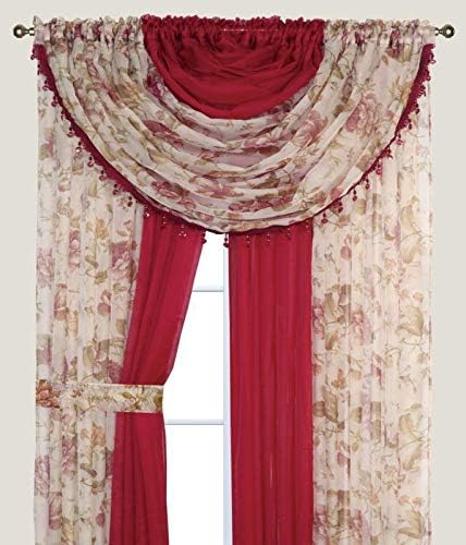 Curtain Set Brand new with attached beaded valence 4 Panel Set 84 Long