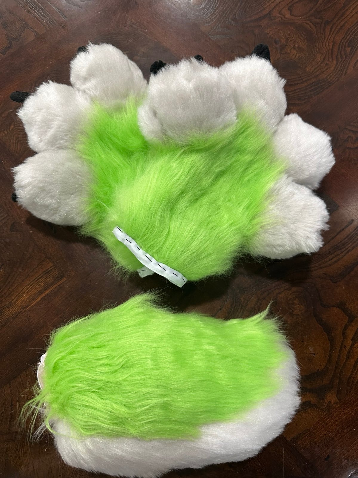 Fursuit Paws + Nub Tail Green/Grey || FurNFantasy
