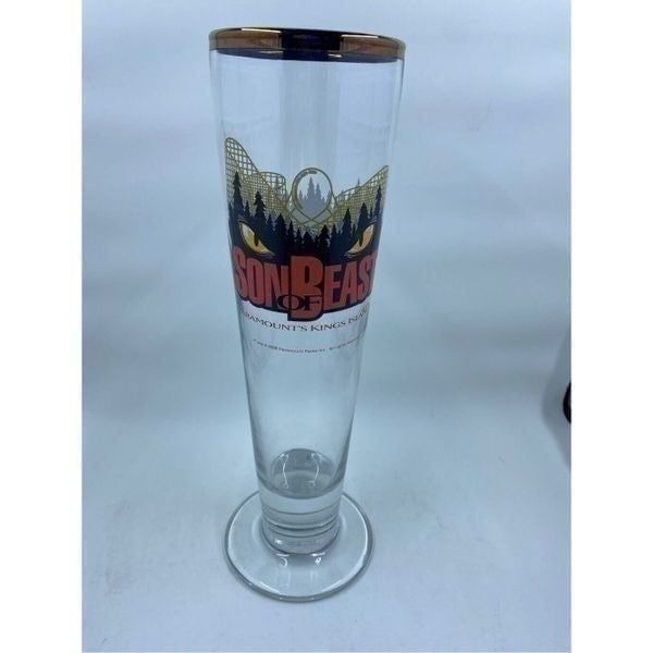 Kings Island Son of Beast Roller Coaster Amusement Park Pilsner Glass Paramount