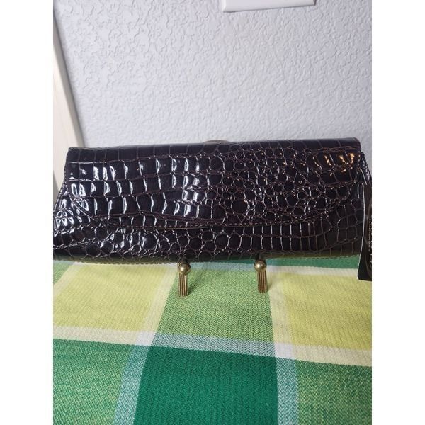 NWT Tianni Brown Faux Crocodile Leather Handbag Clutch