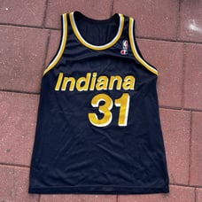 Vintage Indiana Pacers Reggie Miller Champion Jersey Size 40 Navy Blue Nba 90s