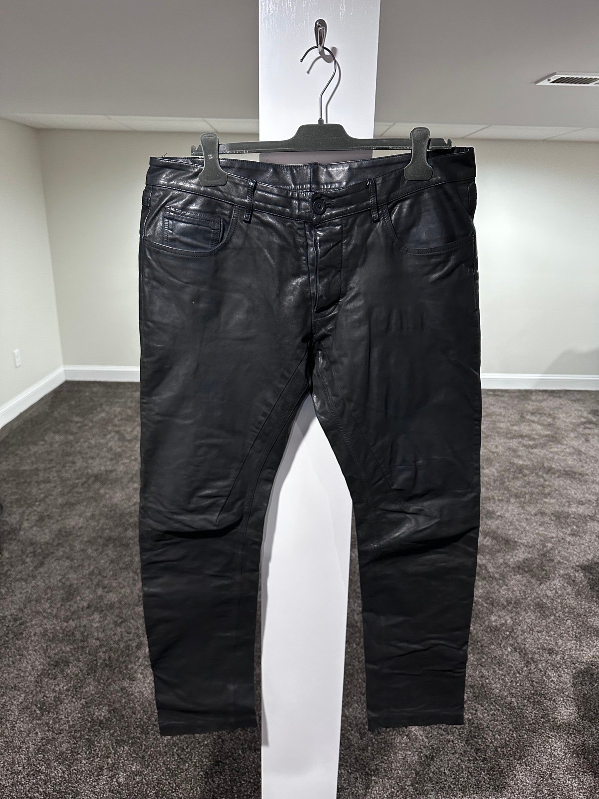 Rick Owens Detriot Calf Leather Black Tyrone Pants
