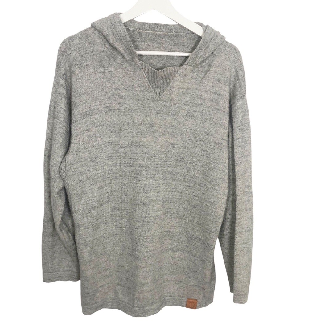 Paka Large Hoodie Alpaca Wool Hooded Sweater Light Gray Heather Unisex Handmade