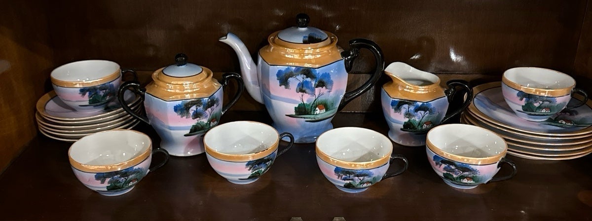Vintage Hand Painted Japanese Lusterware Tea Set
