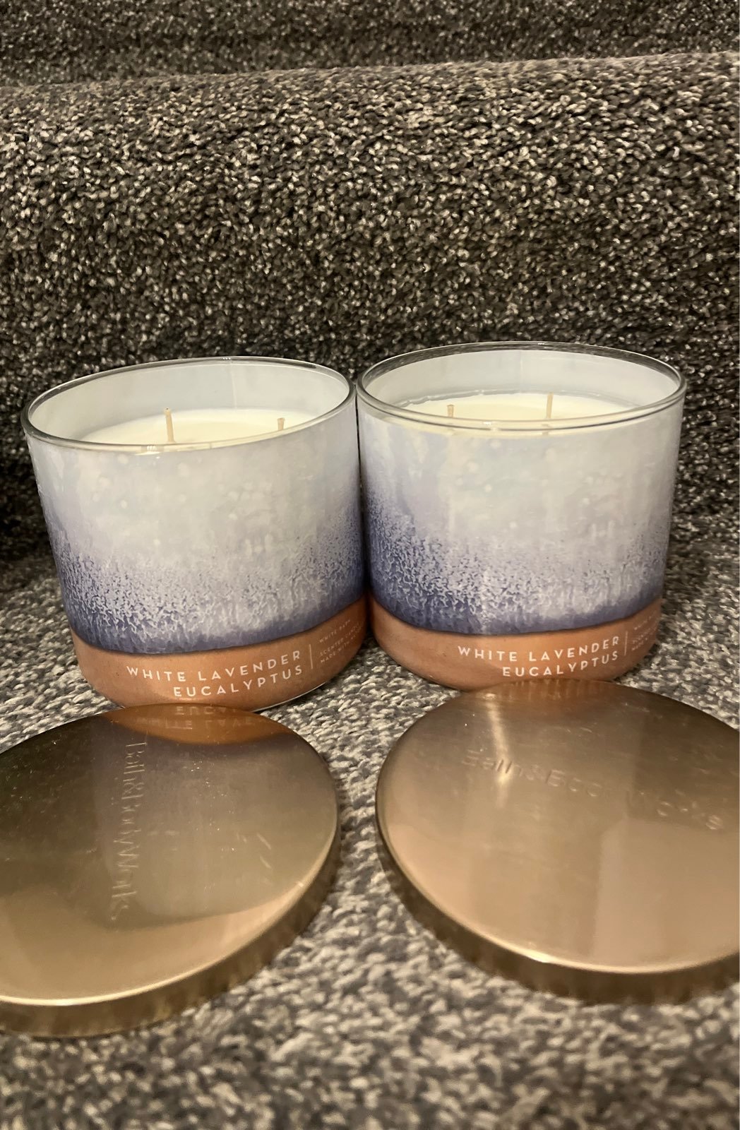 White lavender and euclayptus candles