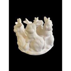 Easter Bunny Circle Centerpiece Bowl Unglazed White